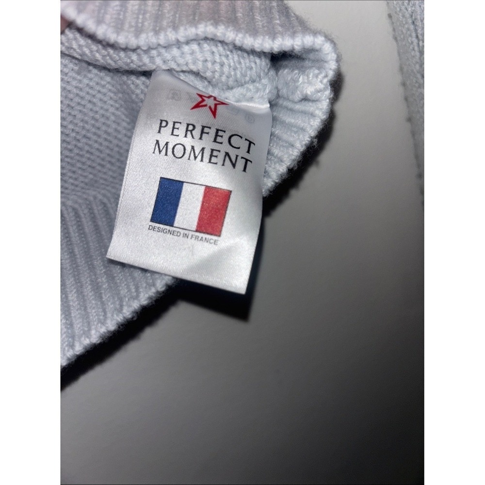 Perfect Moment Light Blue Chevron Zip-Turtleneck Sweater - Picture 5 of 9
